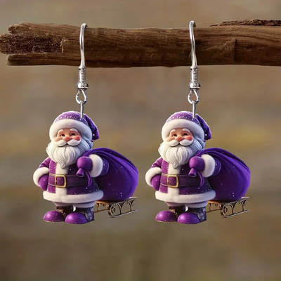 Brincos de acrílico de Papai Noel bonitos transfronteiriços 