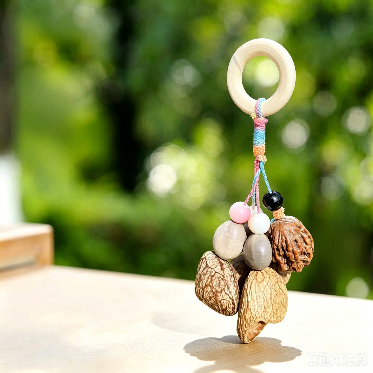 Forest-style natural fruit shell wind chime bag pendant, healing handmade finished product, car-mounted rattle, calming hanging ornament