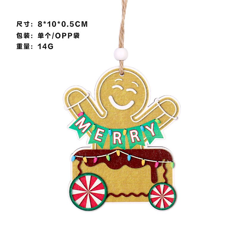 Nuevos productos transfronterizos decoraciones navideñas pan de jengibre de Navidad hombre colgante de madera DIY colgante de árbol de Navidad