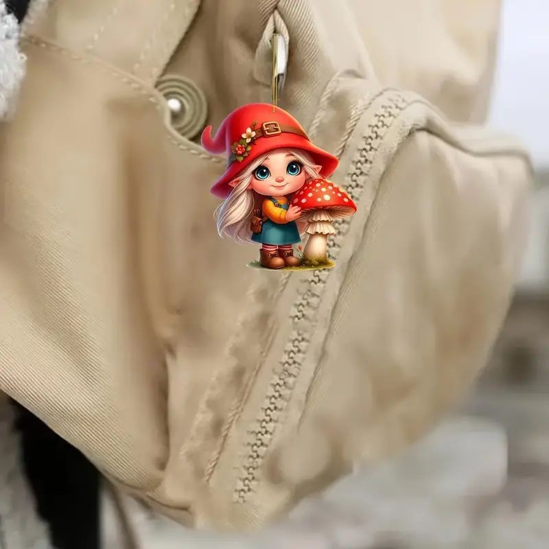 国境を越えた売れ筋のかわいい赤ずきんちゃんキノコガールアクリルカーペンダントキーホルダー装飾ペンダントギフト|undefined