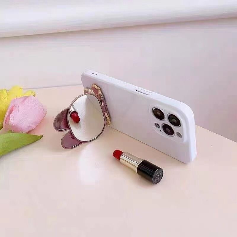 ウサギの化粧鏡携帯電話ホルダーバックステッカー折りたたみミラーかわいい漫画蝶ウサギの携帯電話ケースアクセサリー|undefined