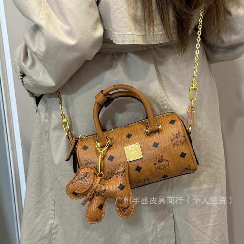 Mc's Trendy Printed New Fashion Mini Boston Bag Single Shoulder Crossbody Women's Bag Commuter Portable Pillow Bag