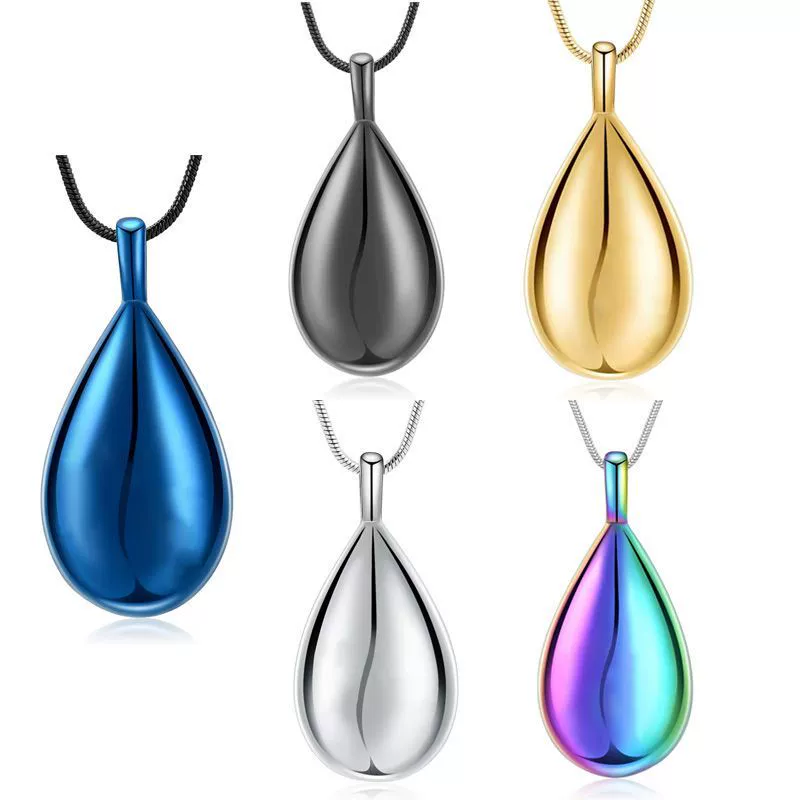 Трансграничная новая бутылка духов из нержавеющей стали глянцеа простой водяной капли ключицы, чтобы почтить память любимого человека
