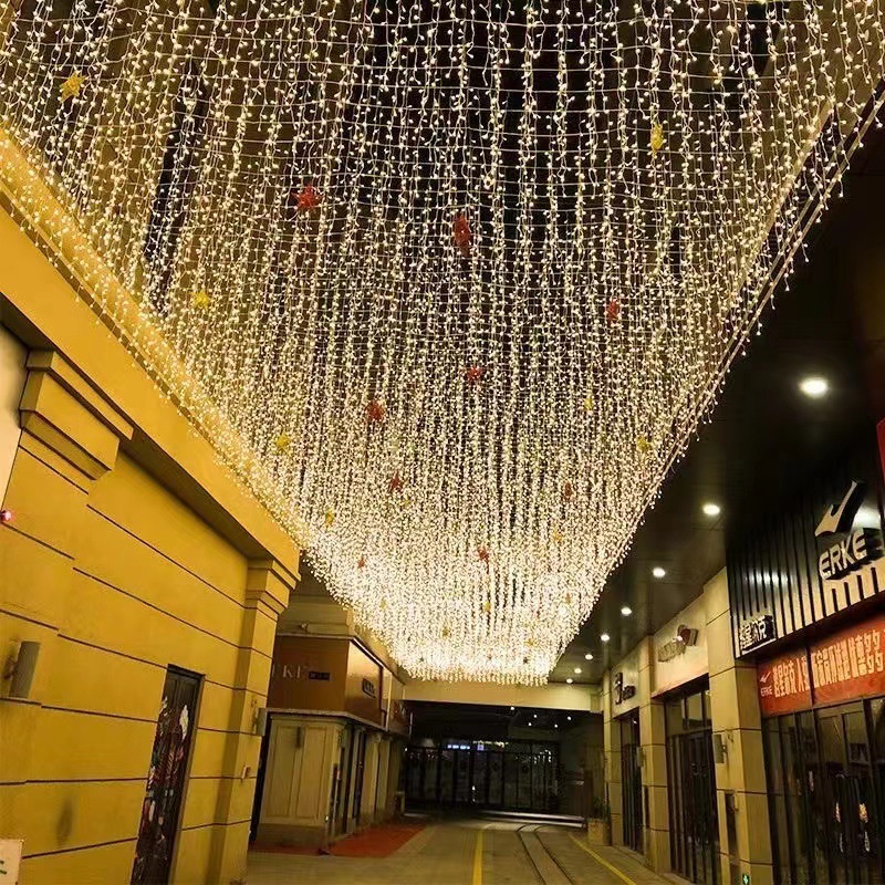 Luz de tira de hielo LED al aire libre Cielo estrella luz de color luz intermitente luz cadena luz cascada tela tienda centro comercial Techo Luz decorativa