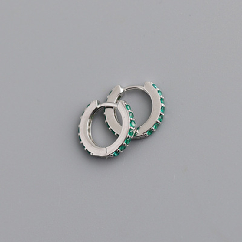 2021 New Foreign Trade 7mm Europe and America Cross Border S925 Silver round MicroInlaid Color Zircon Earrings Earrings Earrings for Womenpicture8
