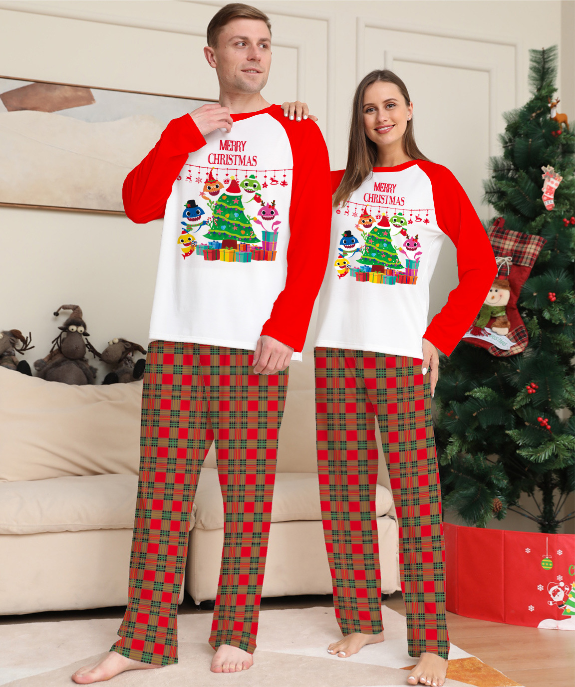 Pajamas Family Type Cotton Fabric Type Family Look Cartoon Pant Co-ord Set T-shirt Two-Piece Sets