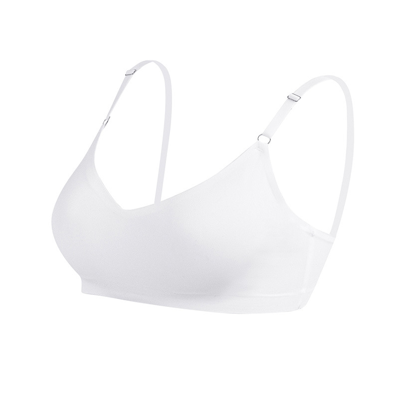 Nuevo sujetador sin marca transfronterizo de mujer sin anillo de acero chaleco sin molde taza inferior delgada transpirable reunida ropa interior pecho pequeño