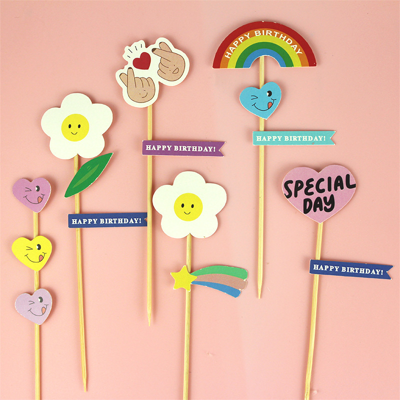 Celebritad en línea ins amor osos decoración de pastel de bandera dibujos animados HBD niños feliz cumpleaños postre vestido plugin