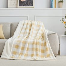 夏尔巴羊毛毯子，超柔软温暖的布法罗格子毛绒毯子和毯子用于沙发