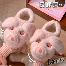 卡通棉拖鞋女士秋冬季2025新款飞天小猪居家保暖厚底室内棉鞋ins