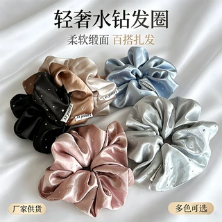 轻奢水钻缎面大肠发圈女小众设计感头绳发饰2026新款大号发绳头饰