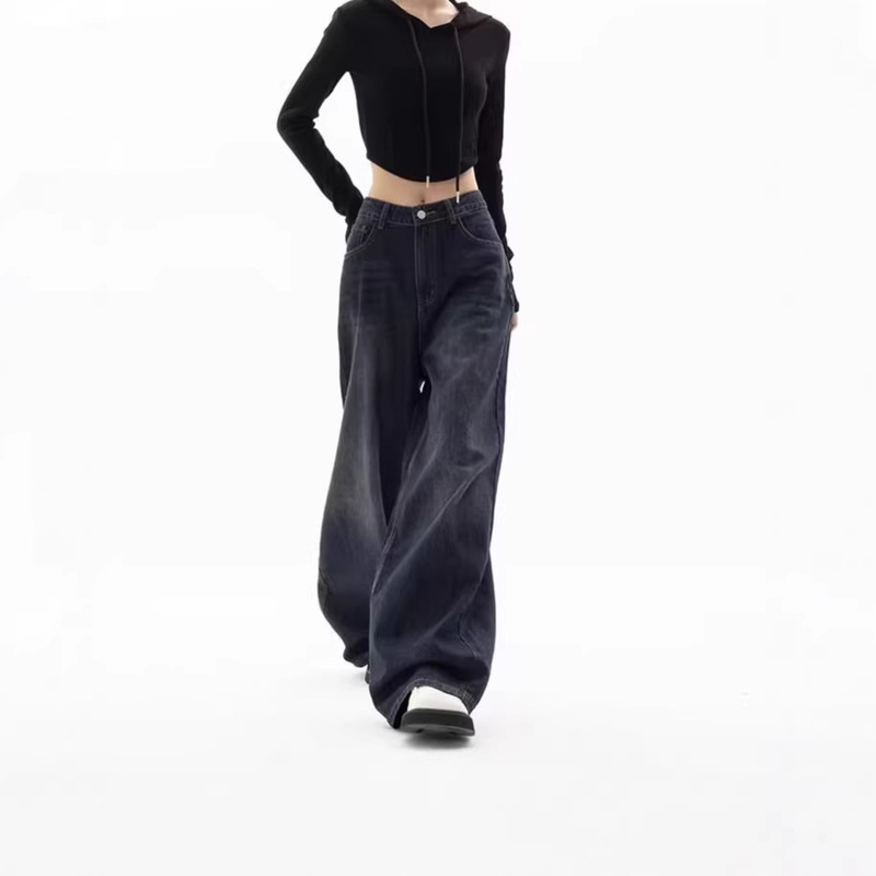 Vintage Women's Wide-Leg Jeans Harajuku Pocket Jeans Oversized Mix-And-Match Street Style Autumn Pants Korean Fashion Vintage Women's Wide-Leg Jeans Harajuku Pocket Jeans Oversized Mix-And-Match Street Style Autumn Pants Korean Fashion