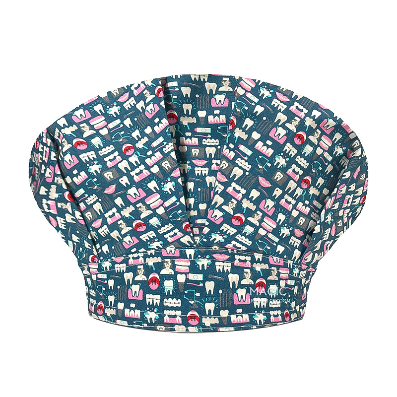 Un gran número de en stock de gama alta de algodón impreso tapa de cirugía oral dental hembra doctor enfermera Pelo Largo cerrado dedo del pie gorra mullida