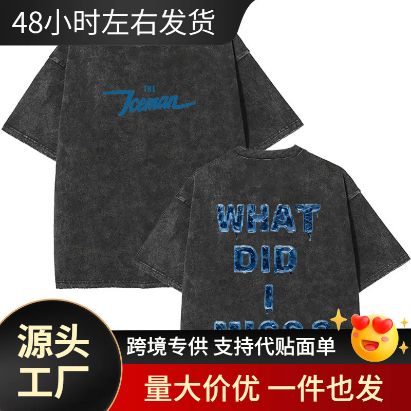 [Cross-Border 230g] Washed Retro Rapper Drake What Did I Miss T-Shirt Men Women Hip Hop