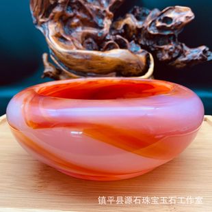 Factory wholesale glass synthetic material high imitation Jade red agate crafts ornaments ashtray Jade gifts