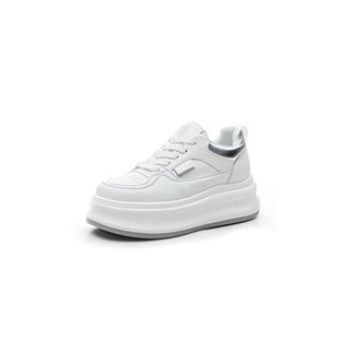 2025 Spring and Summer New Style Genuine Leather Inner Heightening White Shoes Casual Thick-Soled Student Shoes Comfortable Versatile Breathable Women's Shoes