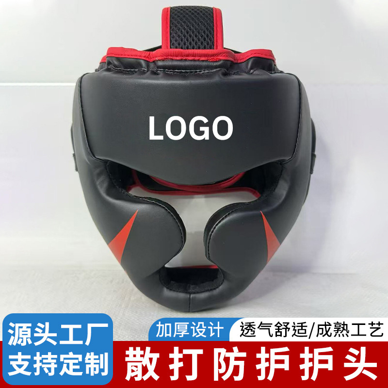 Cross-border head and face protection helmet, Taekwondo face mask, sports protective gear, monkey-face full-coverage closed boxing helmet