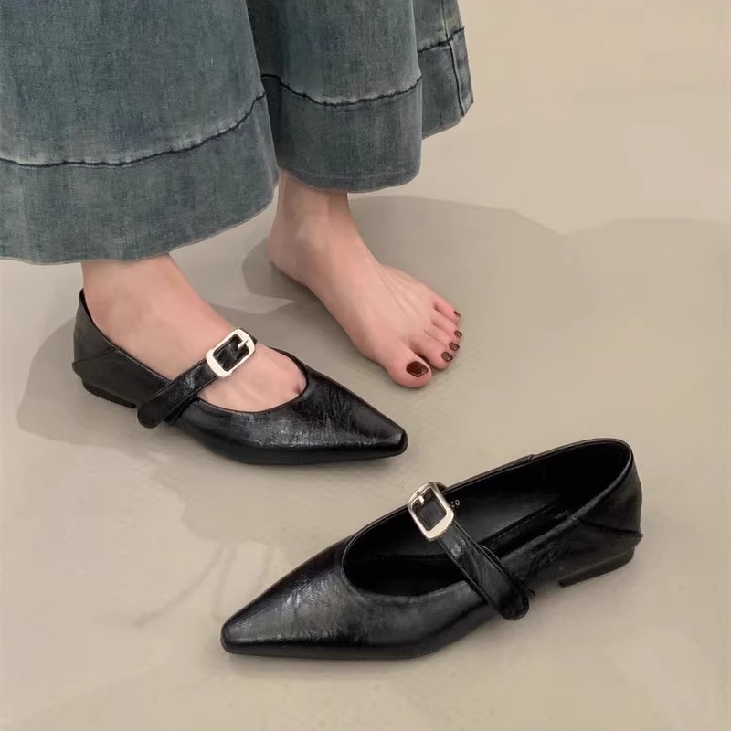 气质尖头玛丽珍鞋女2025春秋新款仙女风配裙子单鞋平底温柔晚晚鞋|undefined