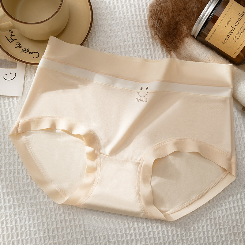 Bragas Pantalones cortos de cintura media de algodón antibacteriano, seda de hielo sin costuras, dulce sonrisa de niña, bragas sin costuras, refrescante image 9