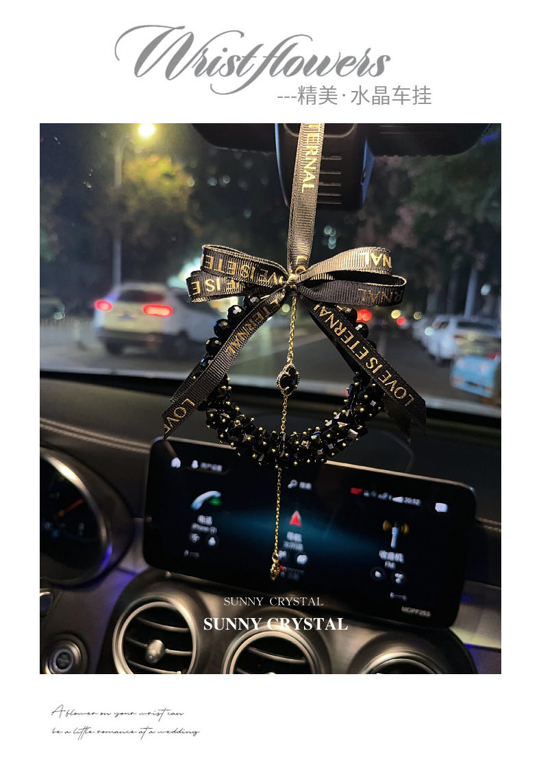 Full diamond handmade crystal car pendant creative luxury high-end rearview mirror car hanging chain decoration car interior goddess