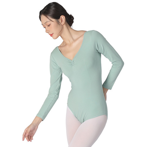 Dance Exam Dance Suit Body Suit Adult Short Sleeve Elastic Solid Color Ballet Dance Bodysuit Training Base Training Suit Gym Suit