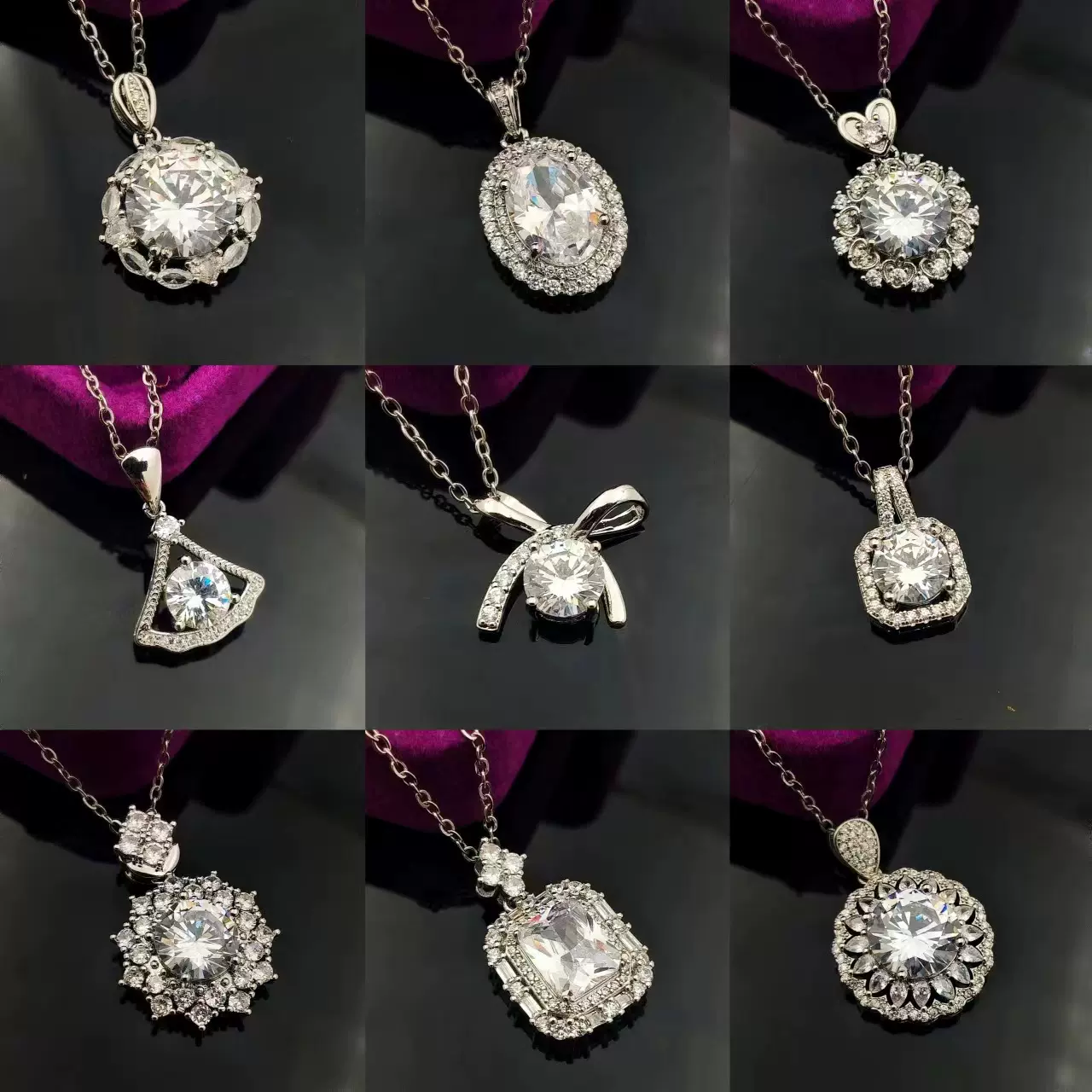 抖音直播货源微镶莫桑钻吊坠项链女时尚轻奢百搭锆石吊坠单坠挂坠