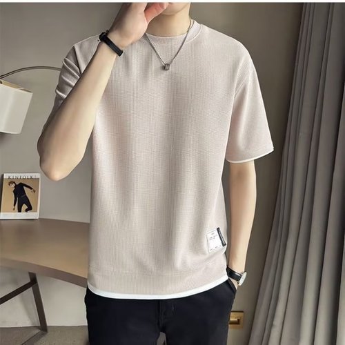 Men's Short Sleeve T-Shirt Spring and Autumn Season Trendy Brand Ins Fashion Semi Sleeve T-Shirt Loose Fit