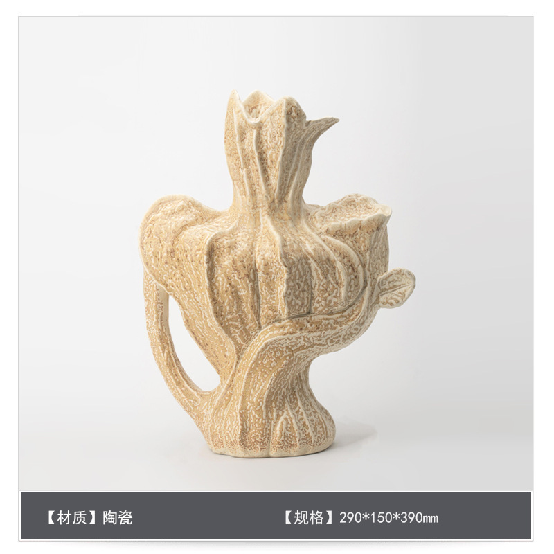 中世スタイルのセラミックフラワー花瓶装飾アートB&Bモデルルームゲストテーブルハイエンドフラワーアレンジメント装飾|undefined