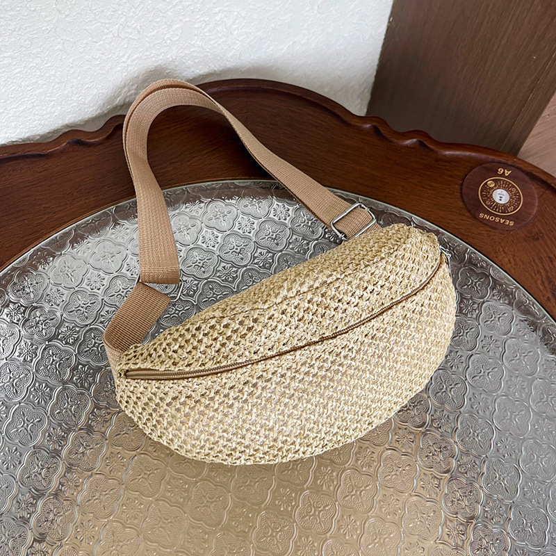 Bolso de paja para mujeres 2026 nueva moda de verano de moda versátil de un solo hombro playa trenzado bolso de pecho casual para mujeres