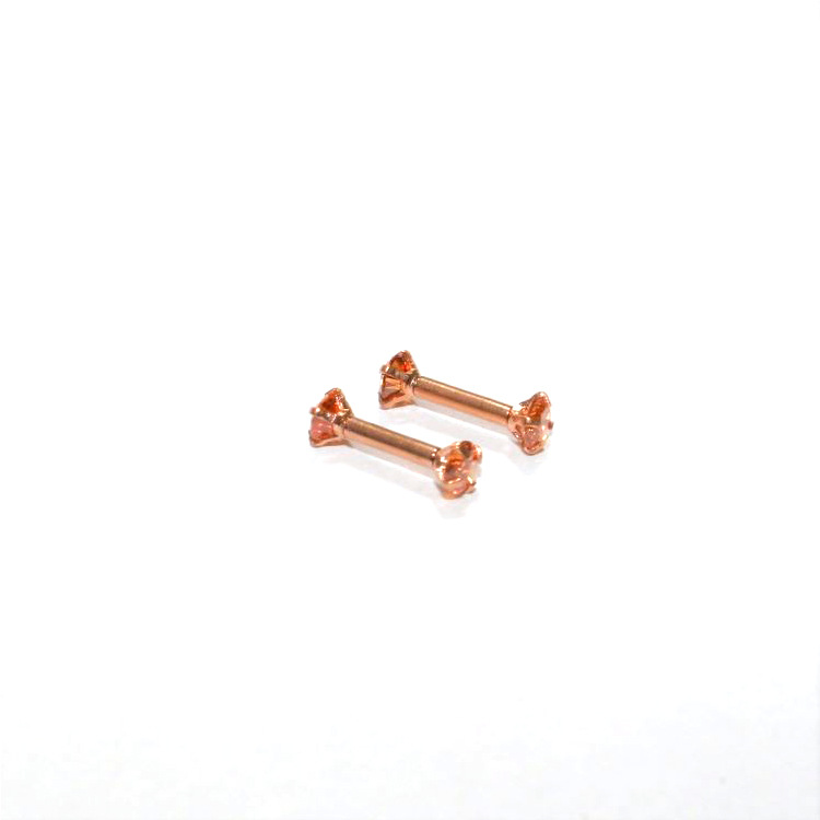 G23 Titanium Double Head Claw Set CZ Straight Barbell Eyebrow Piercing Jewelry detail image 20