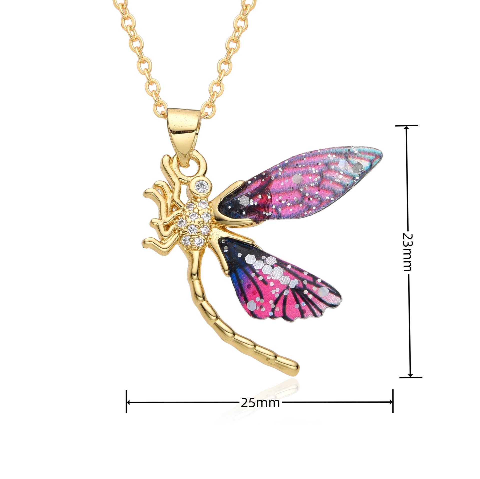 Wholesale IG Style Sweet Dragonfly Copper Inlay Zircon Pendant Necklace display picture 1