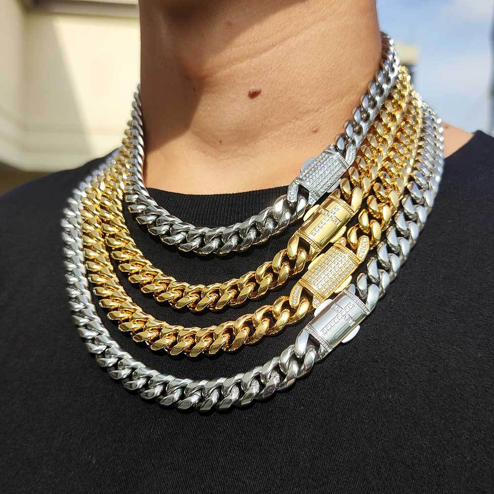 310g Weight Bracelets, Necklace Classification 1 Piece Hip-hop Solid Color Stainless Steel Bracelets Necklace