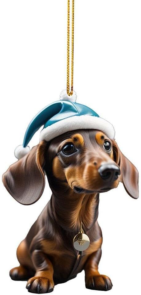 Transfronterizo nuevo perro de Navidad árbol de Navidad decoración colgante de acrílico plano regalo de Navidad decoración colgante