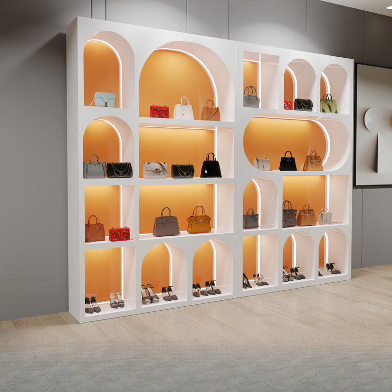 美容院化妆品产品展示柜烤漆直播间柜鞋子包包展柜手办橱窗柜展柜
