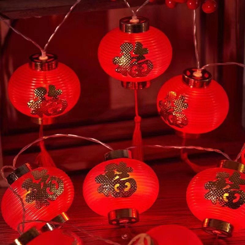 Año Nuevo LED lámparas de color lámparas de cadena Festival de Primavera Linterna Roja Fiesta de Año Nuevo Ambiente Decoración de la casa Linterna Colgante
