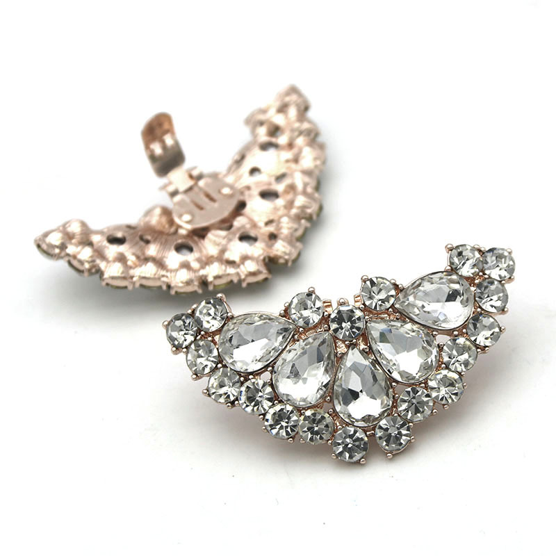 Zapatos de cuero transfronterizos para Mujer Accesorios de tacones altos de flores frontales hebilla de zapatos de cristal zapatos extraíbles decoraciones de flores accesorios de zapatos de señora