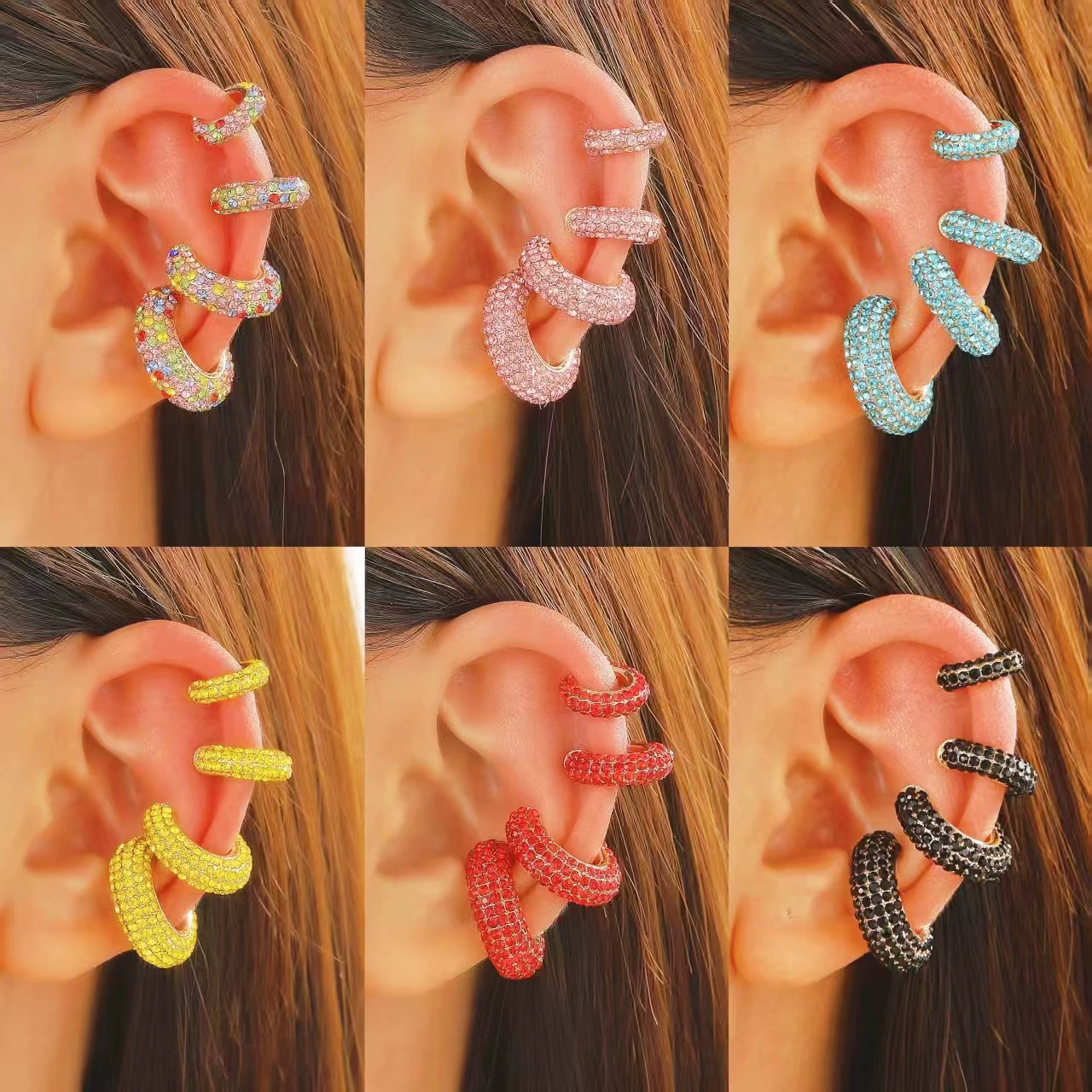 Retro fashionable nail sequins, earrings, trend ear clips, European style, simple and elegant design, no pierced ears