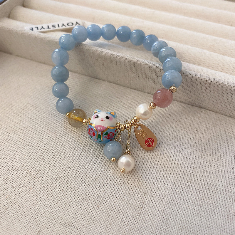 8 brazaletes - Azul claro - Gato de fortuna