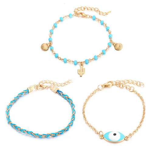 New Fashion Beach Ankle Chain Compatible Shell Colorful Rice Beads Crystal Soft Clay Alloy Chain Beach Ankle Chain Wholesale