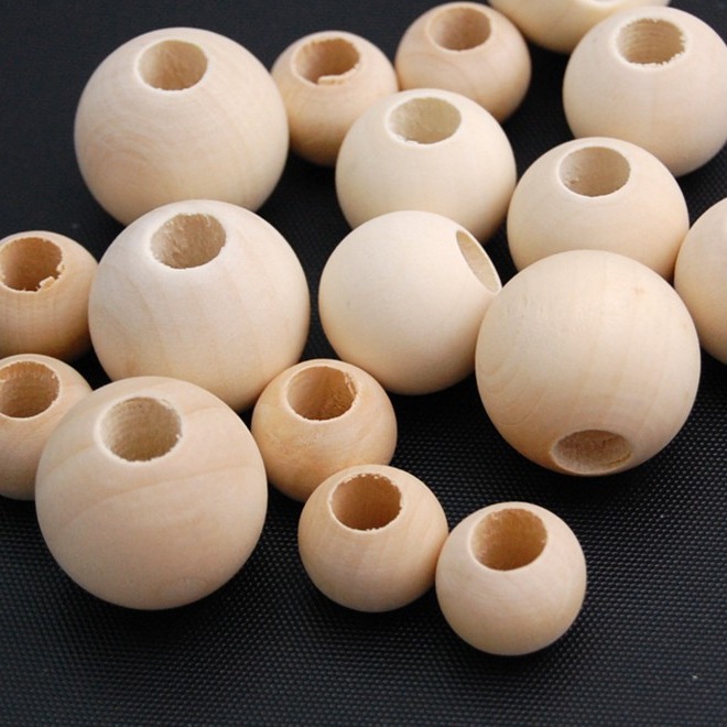 DIY jewelry accessories large hole round wood beads wood loose beads tassel bag accessories 8-40mm blank