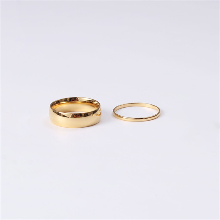 Geometric Pattern PVD Coated 14K Gold Real Gold Plated Geometric Stainless Steel Simple Style Waterproof Non Tarnish Rings