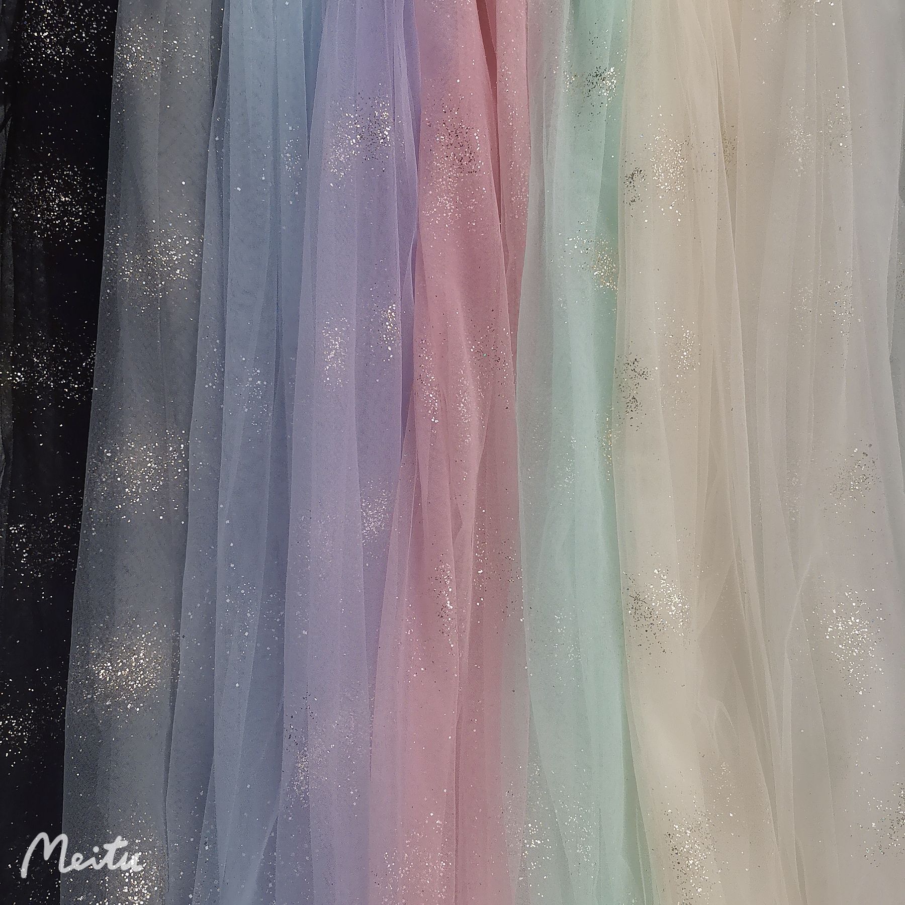 新款现货~锦特密美国网纱幻彩闪亮粉烟花撒粉 仙美网纱裙装等面料