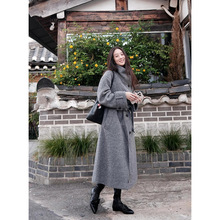 现 2025冬季新款韩国设计师loe*vre立领羊毛呢羊毛大衣