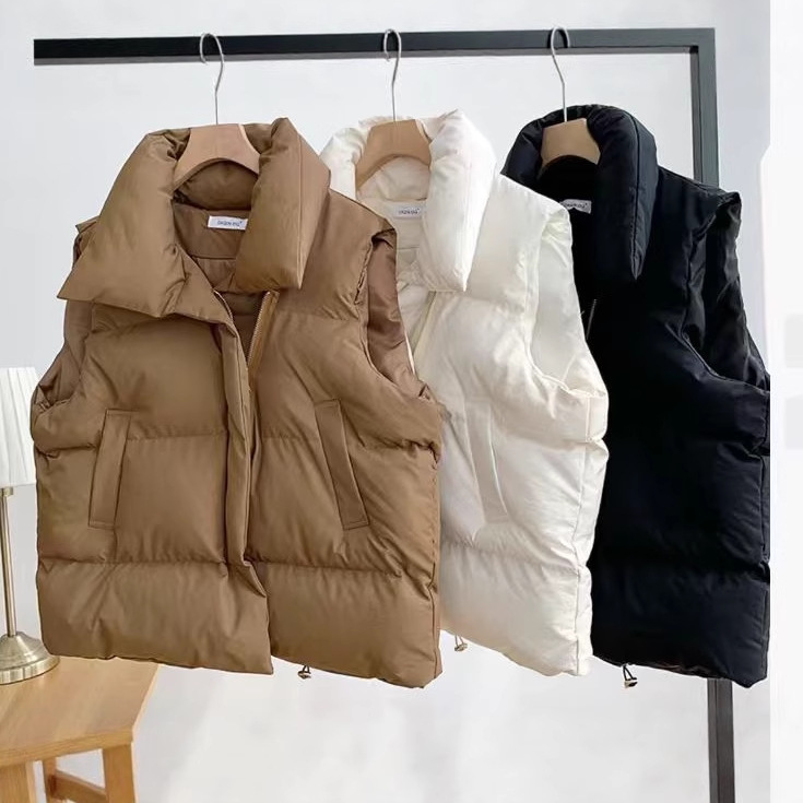 2025 Winter Women's New Cotton Vest Popular Loose Outer Vest Jacket Sleeveless Vest Women's Outerwear