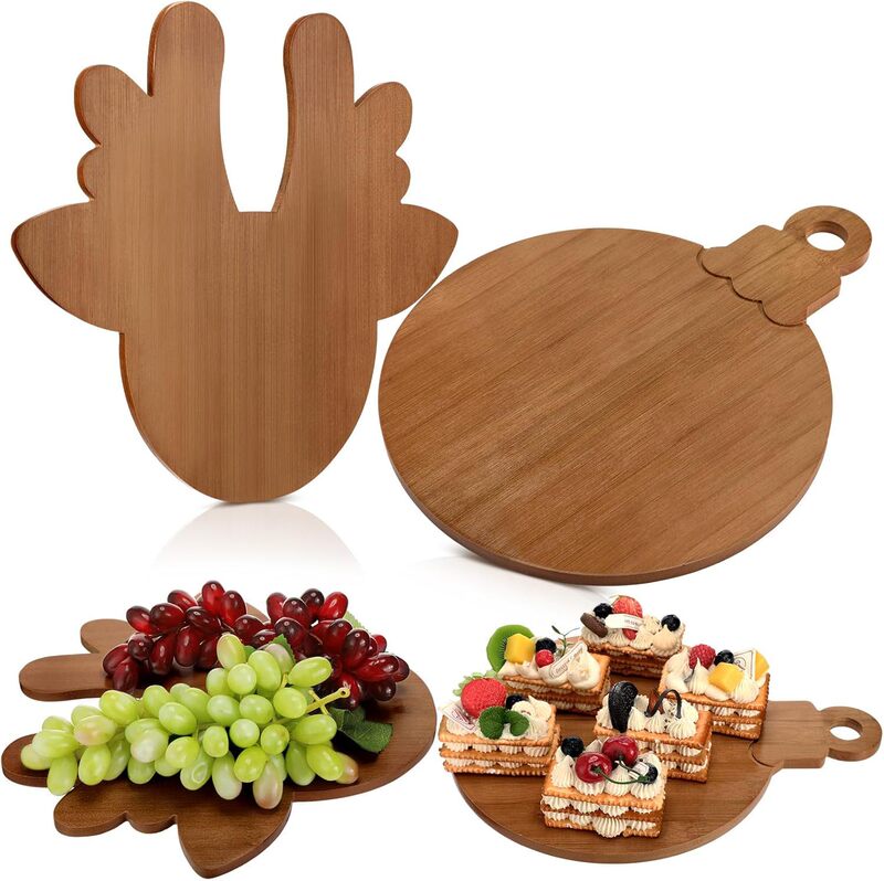 Creative Wooden Special-Shaped Dinner Plate Christmas Shape Wooden Chopping Board Party Fruit Snack Plate Dessert Shop Display Board