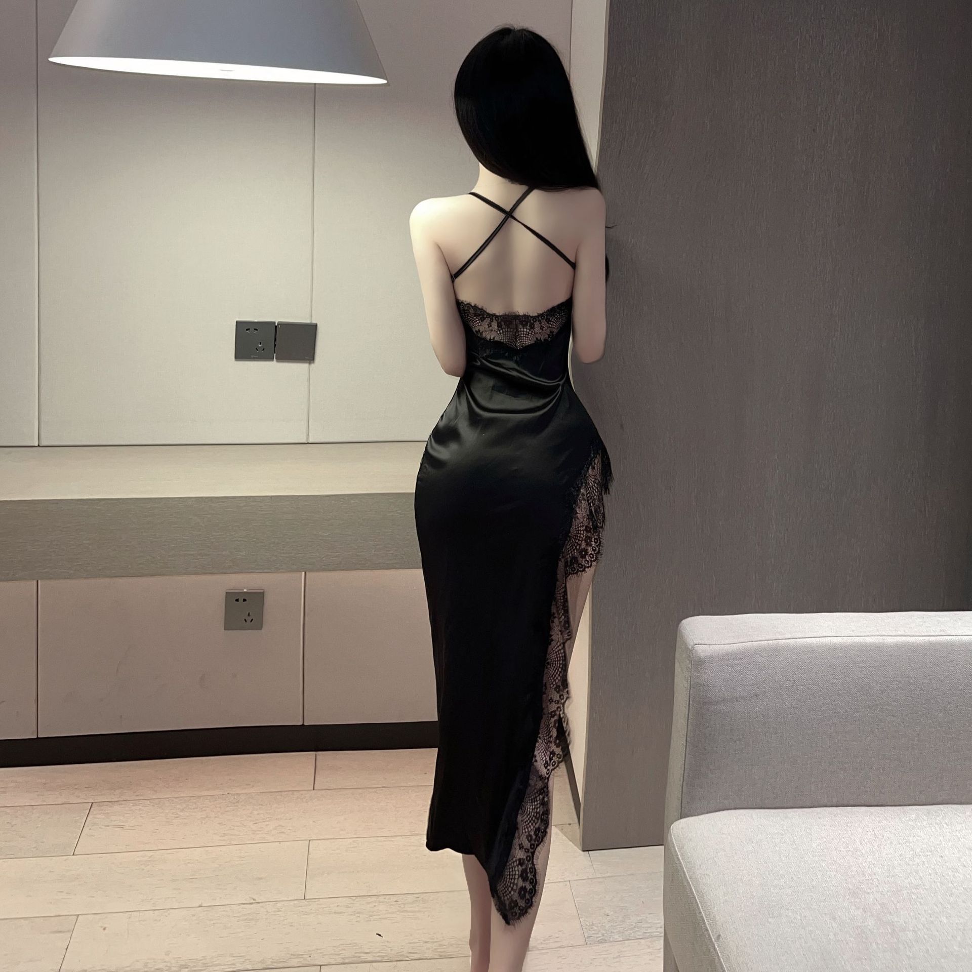 Tienda de fábrica sexy lencería sexy Pure Desire Girl Royal hermana encaje split tight Sling vestido traje 5293