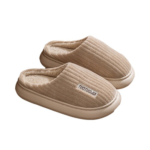 New autumn and winter furry slippers for women thick-soled non-slip indoor warm home and outdoor wear confinement cotton slippers wholesale