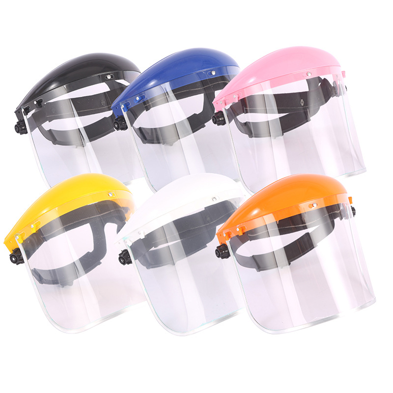 Uso de la cabeza superior amarilla PC borde de aluminio máscara protectora transparente resistente a altas temperaturas protección laboral antisalpicaduras casco aislamiento a prueba de polvo pantalla facial