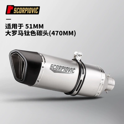 Motorcycle exhaust pipe Exhaust Pipe 51mm - big-rome-titanium-carbon-head-470mm
