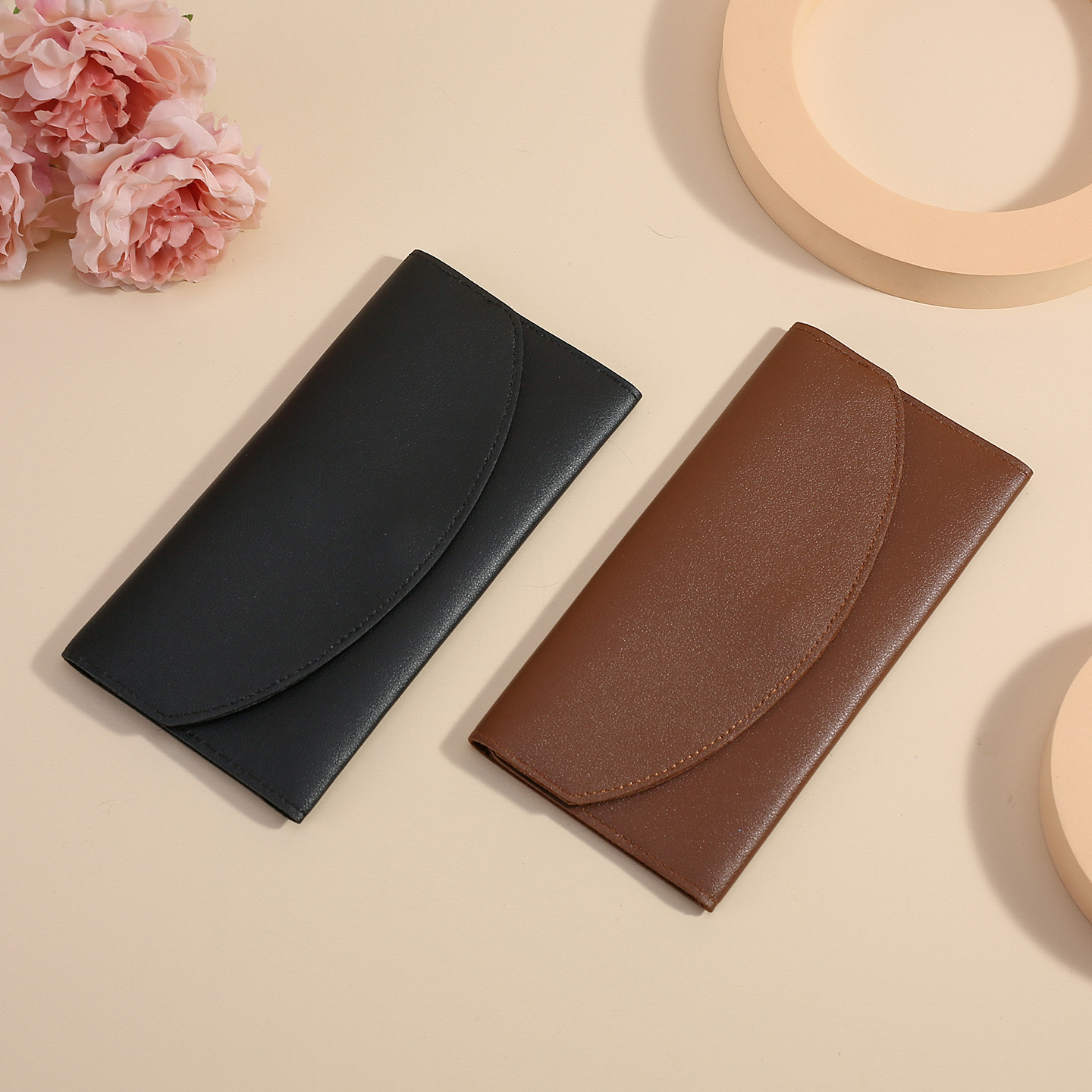 Cartera japonesa de cuero suave, bolsa de tarjetas de crédito plegable de tres partes, tarjeta plegable de cuero de vaca, lichi, cremallera, bolsa de cambio para mujeres